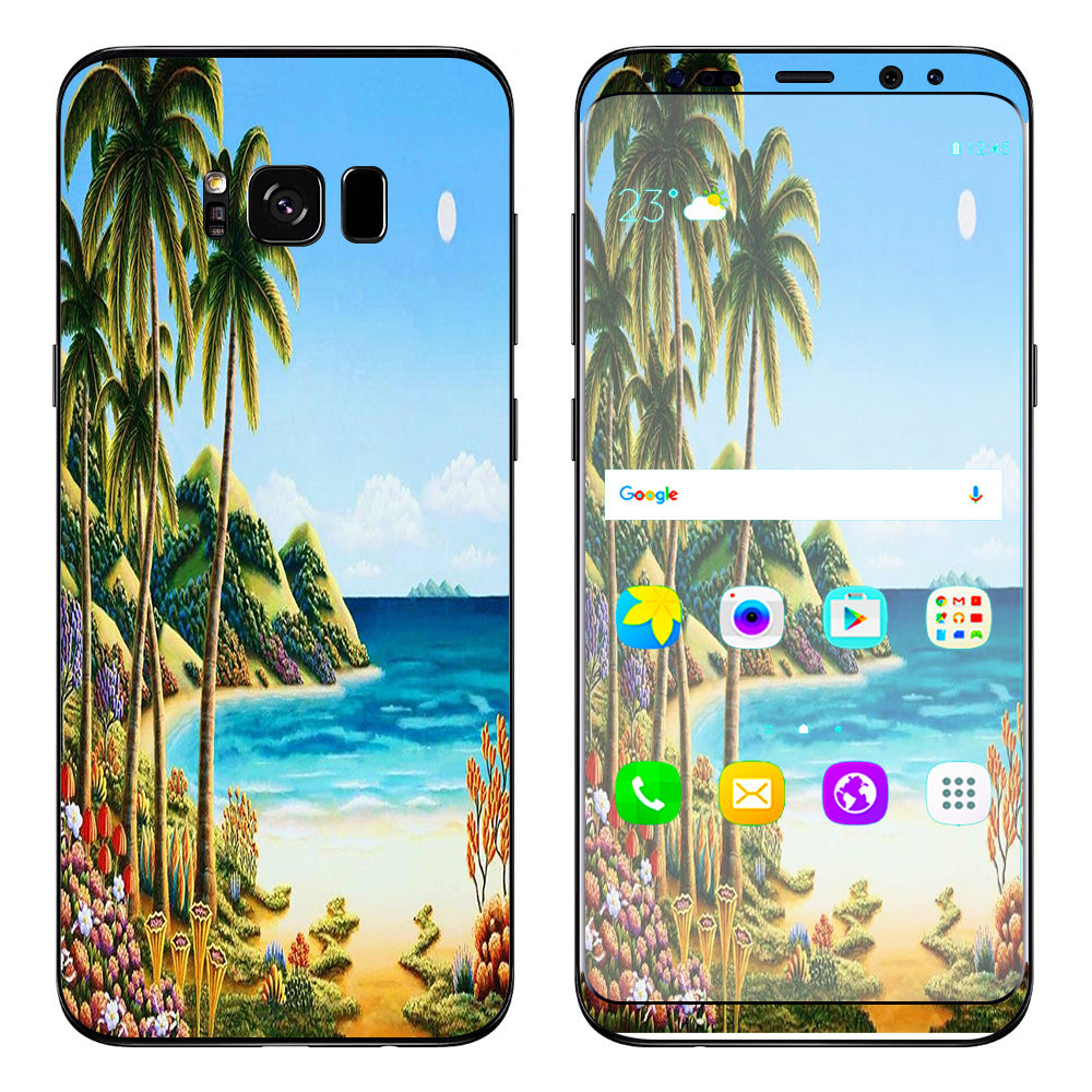  Beach Water Palm Trees Samsung Galaxy S8 Skin