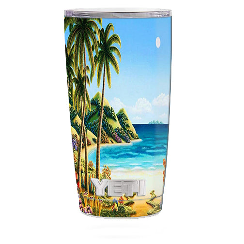  Beach Water Palm Trees Yeti 20oz Rambler Tumbler Skin