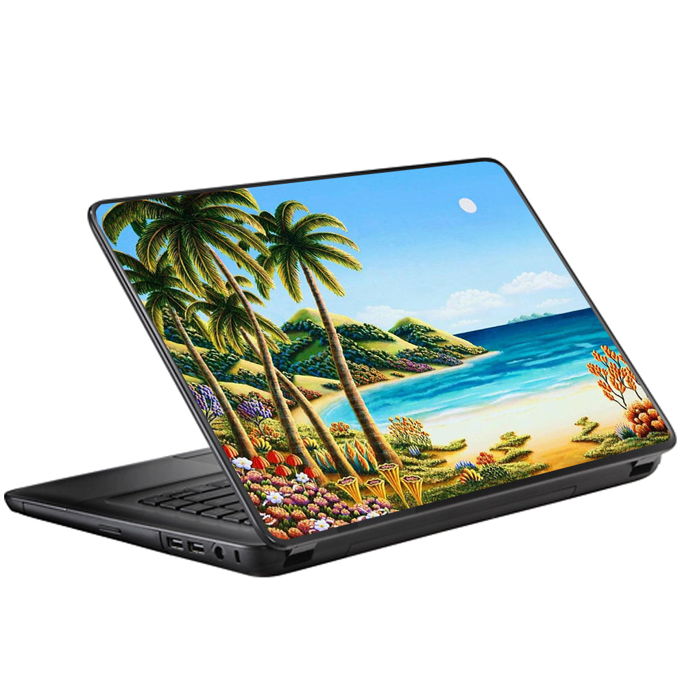  Beach Water Palm Trees Universal 13 to 16 inch wide laptop Skin