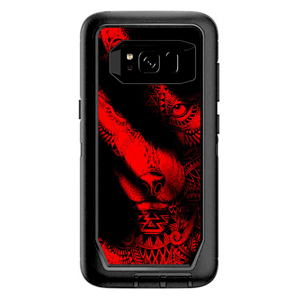  Aztec Lion Red Otterbox Defender Samsung Galaxy S8 Skin