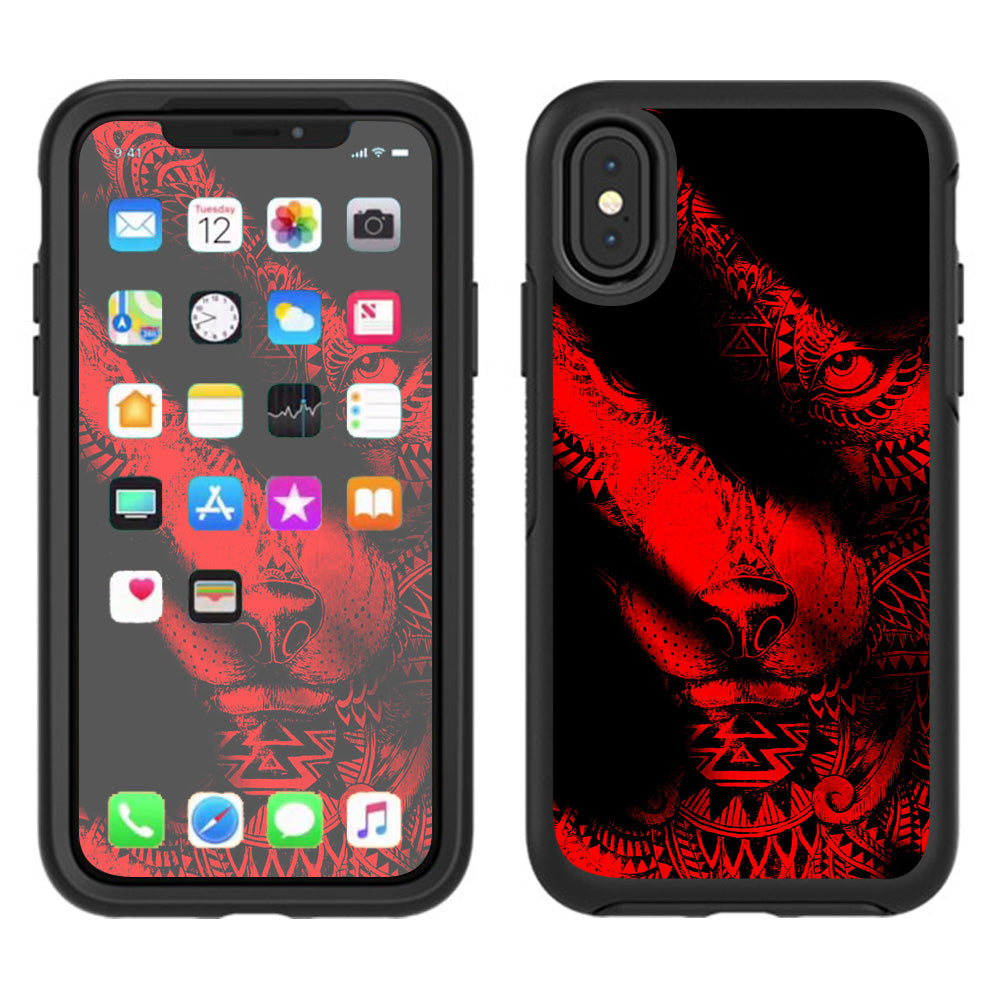  Aztec Lion Red Otterbox Defender Apple iPhone X Skin