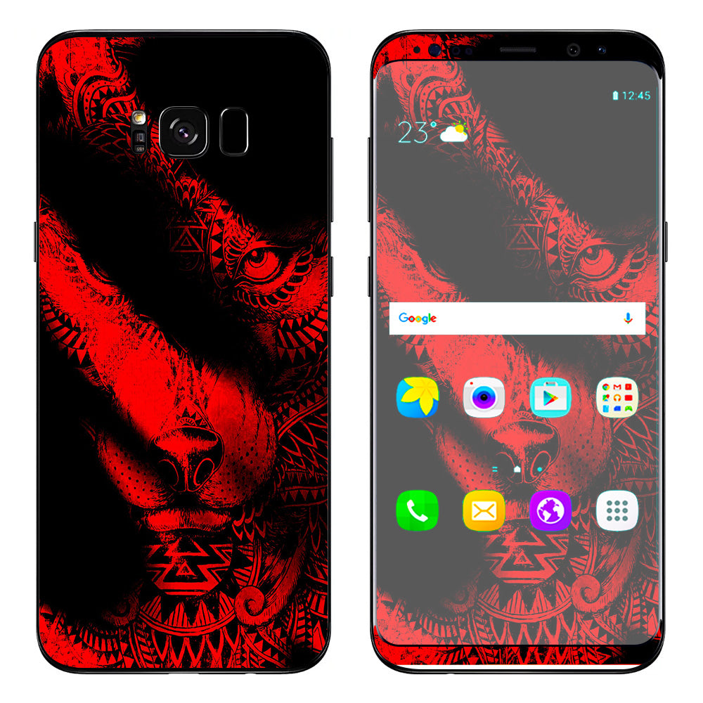  Aztec Lion Red Samsung Galaxy S8 Skin