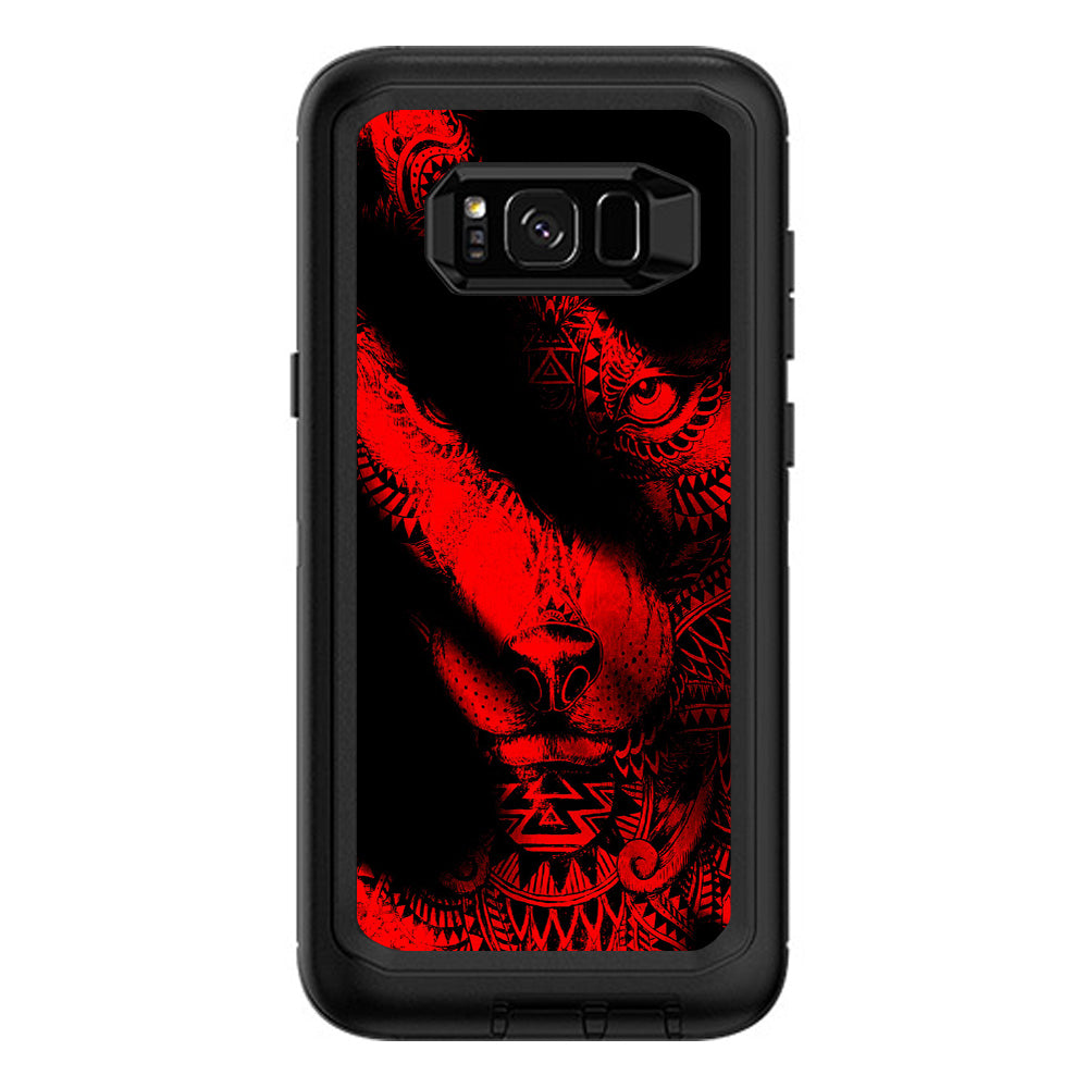  Aztec Lion Red Otterbox Defender Samsung Galaxy S8 Plus Skin