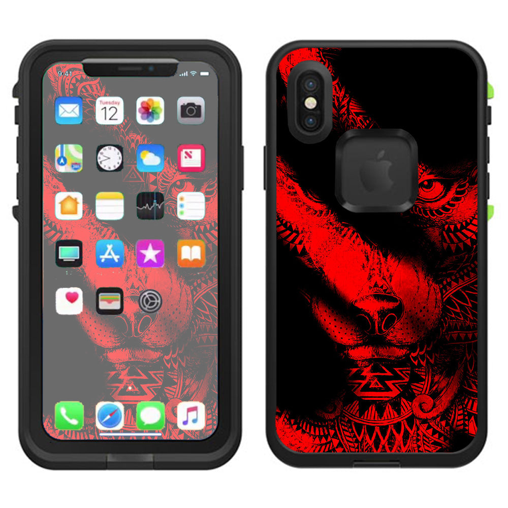  Aztec Lion Red Lifeproof Fre Case iPhone X Skin