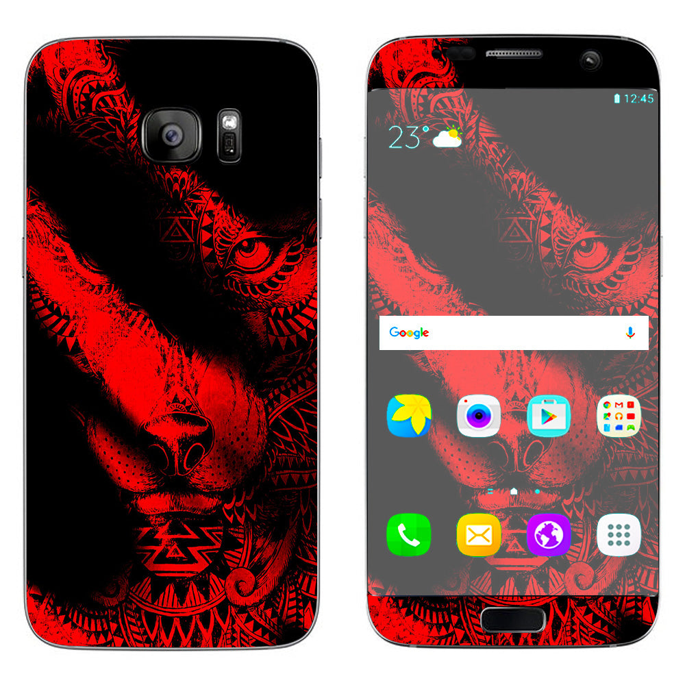  Aztec Lion Red Samsung Galaxy S7 Edge Skin