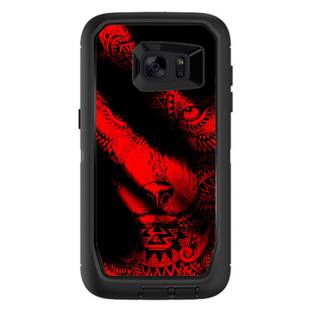  Aztec Lion Red Otterbox Defender Samsung Galaxy S7 Edge Skin