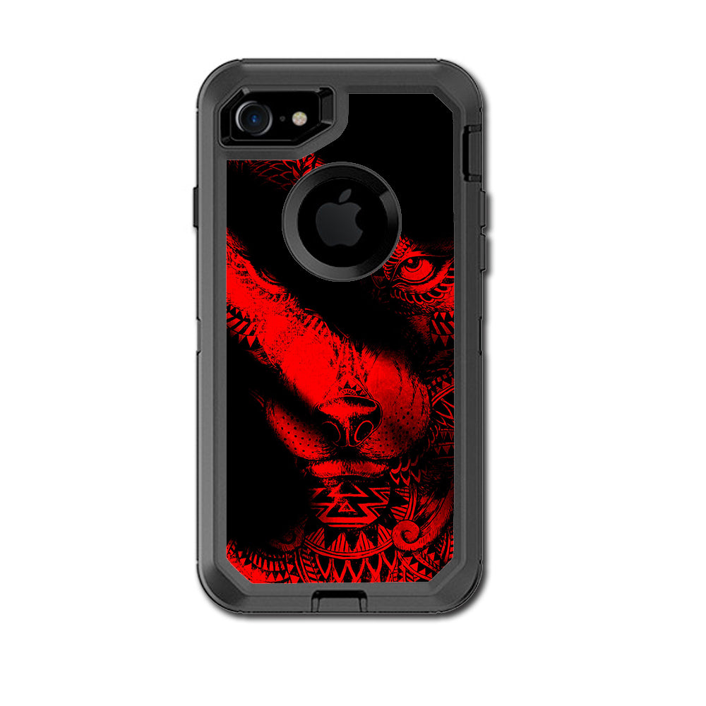  Aztec Lion Red Otterbox Defender iPhone 7 or iPhone 8 Skin