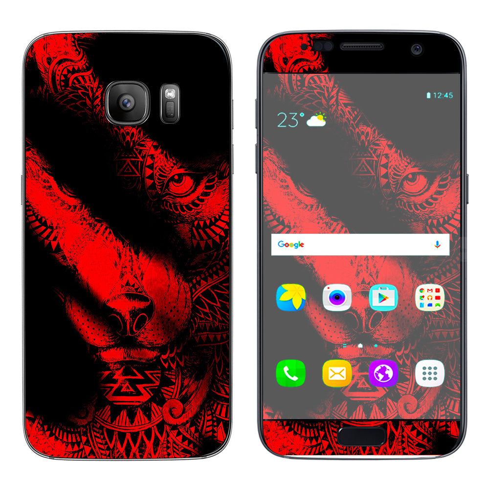  Aztec Lion Red Samsung Galaxy S7 Skin