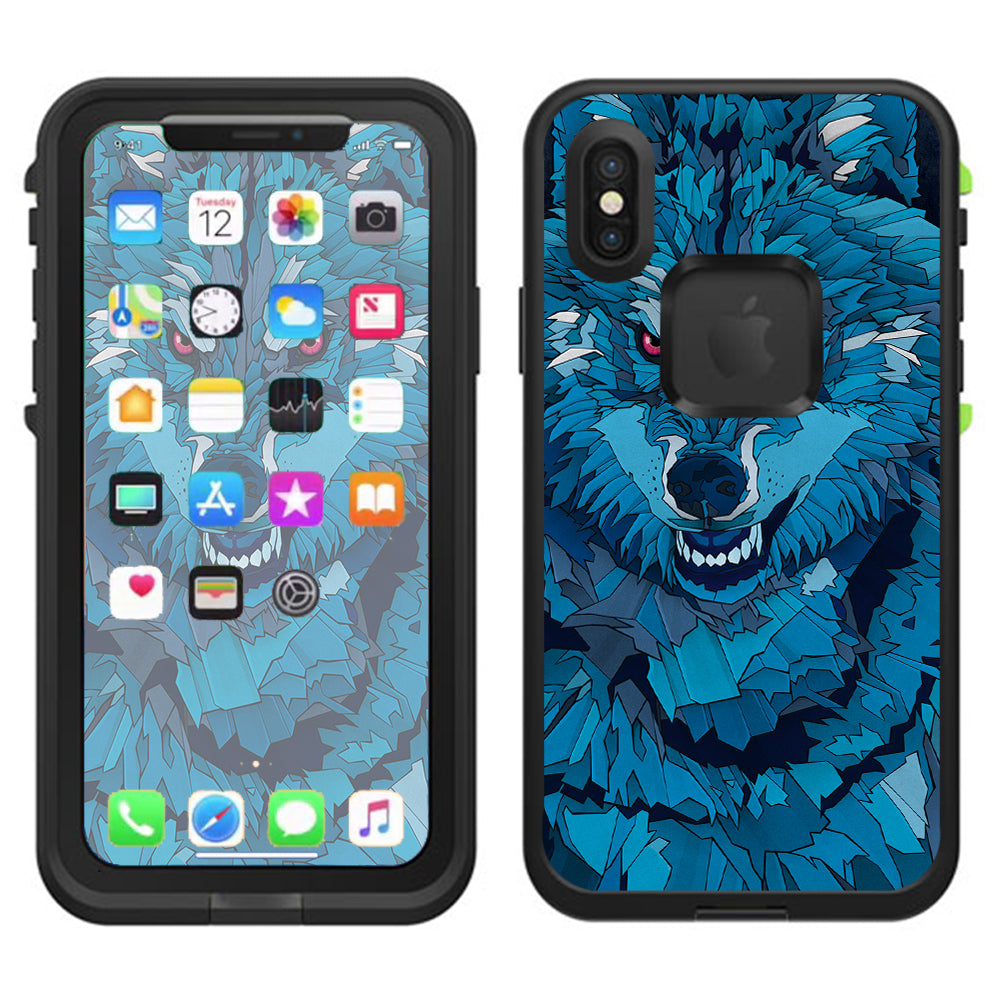  Blue Wolf Lifeproof Fre Case iPhone X Skin