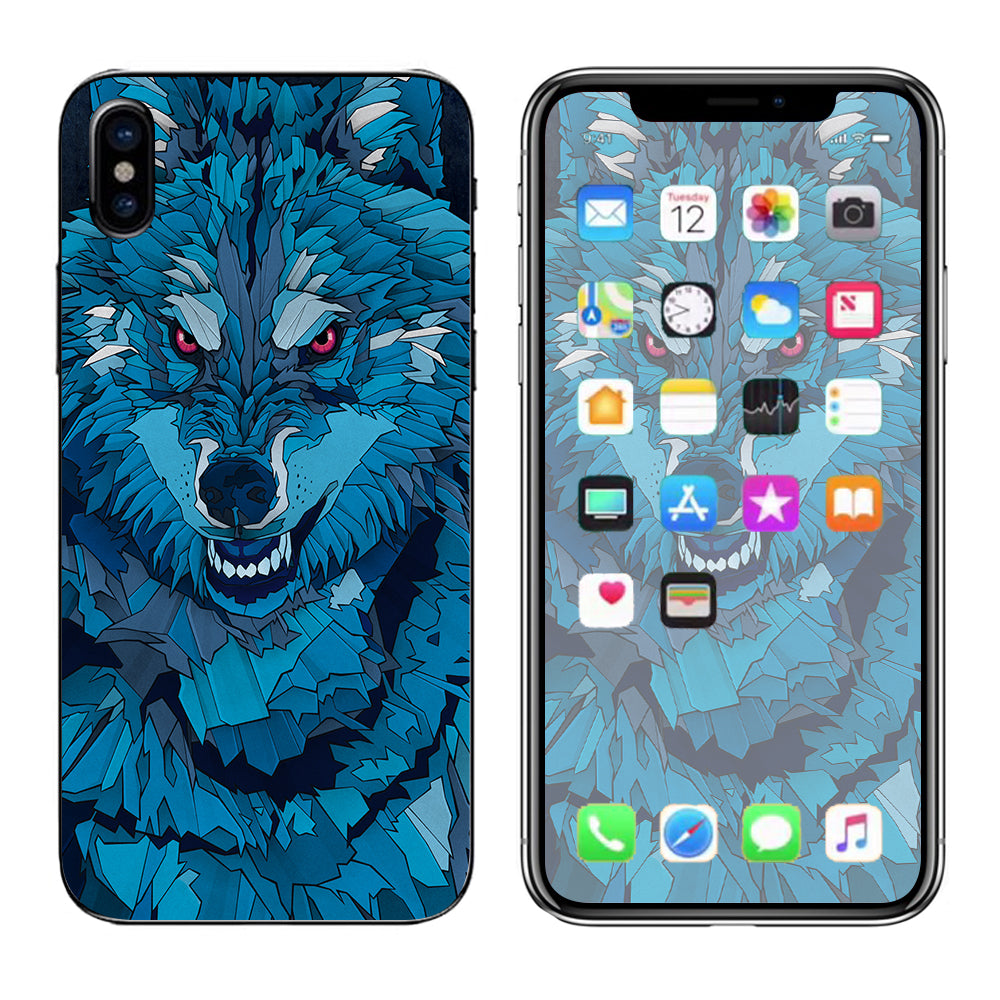  Blue Wolf Apple iPhone X Skin