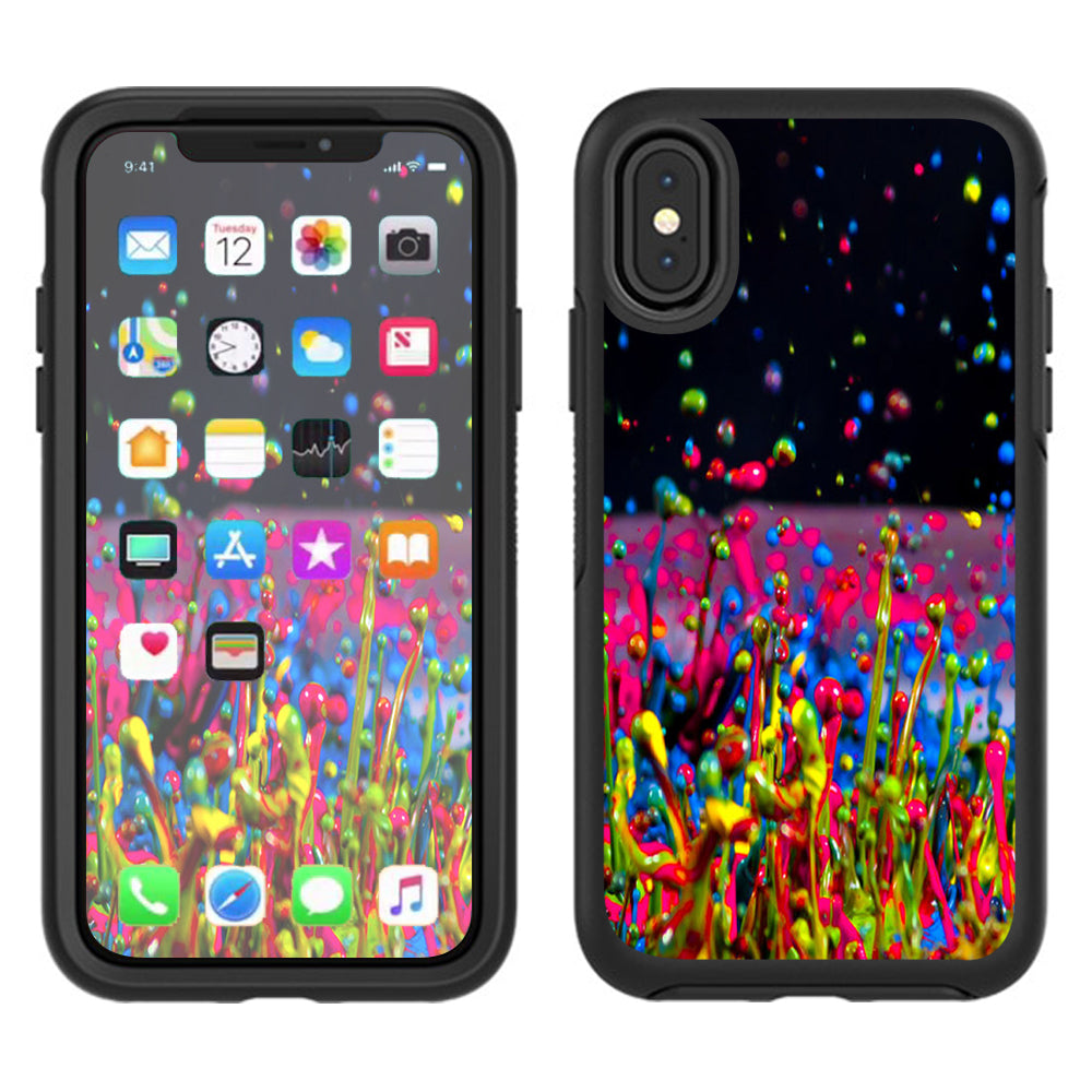  Splash Colorful Paint Otterbox Defender Apple iPhone X Skin