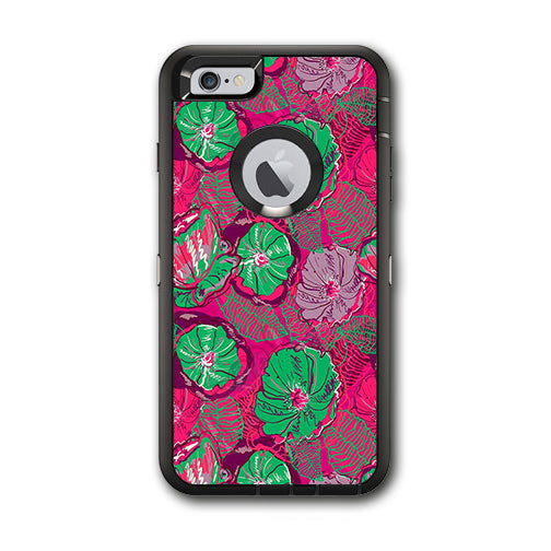  Pink Green Wild Flowers Otterbox Defender iPhone 6 PLUS Skin