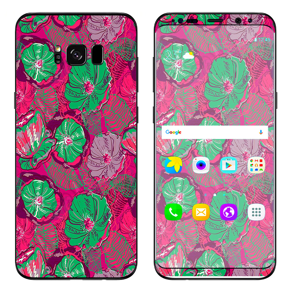 Pink Green Wild Flowers Samsung Galaxy S8 Skin