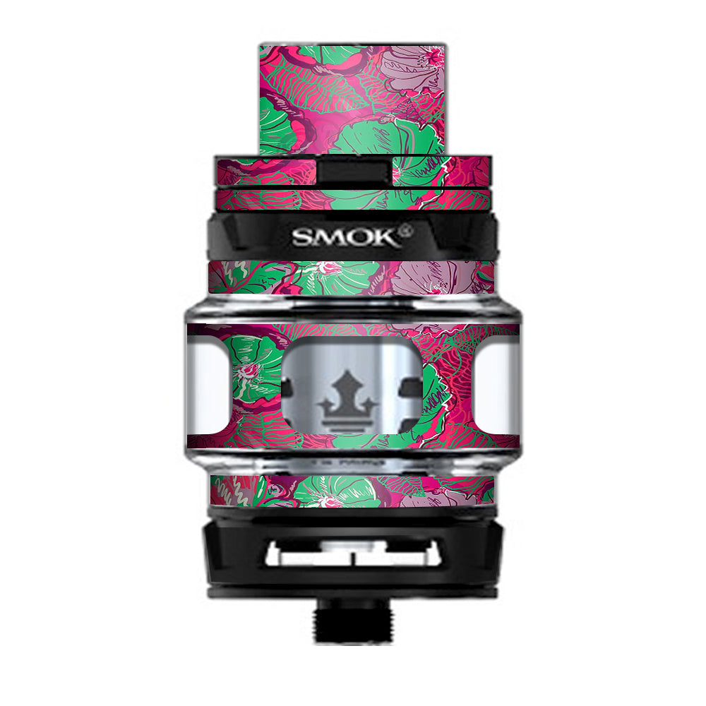  Pink Green Wild Flowers Prince TFV12 Tank Smok Skin