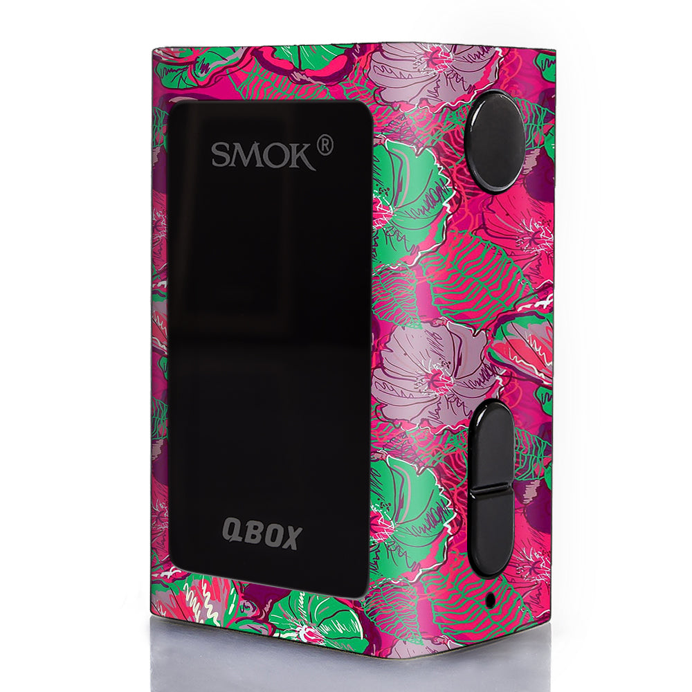  Pink Green Wild Flowers Smok Q-Box Skin