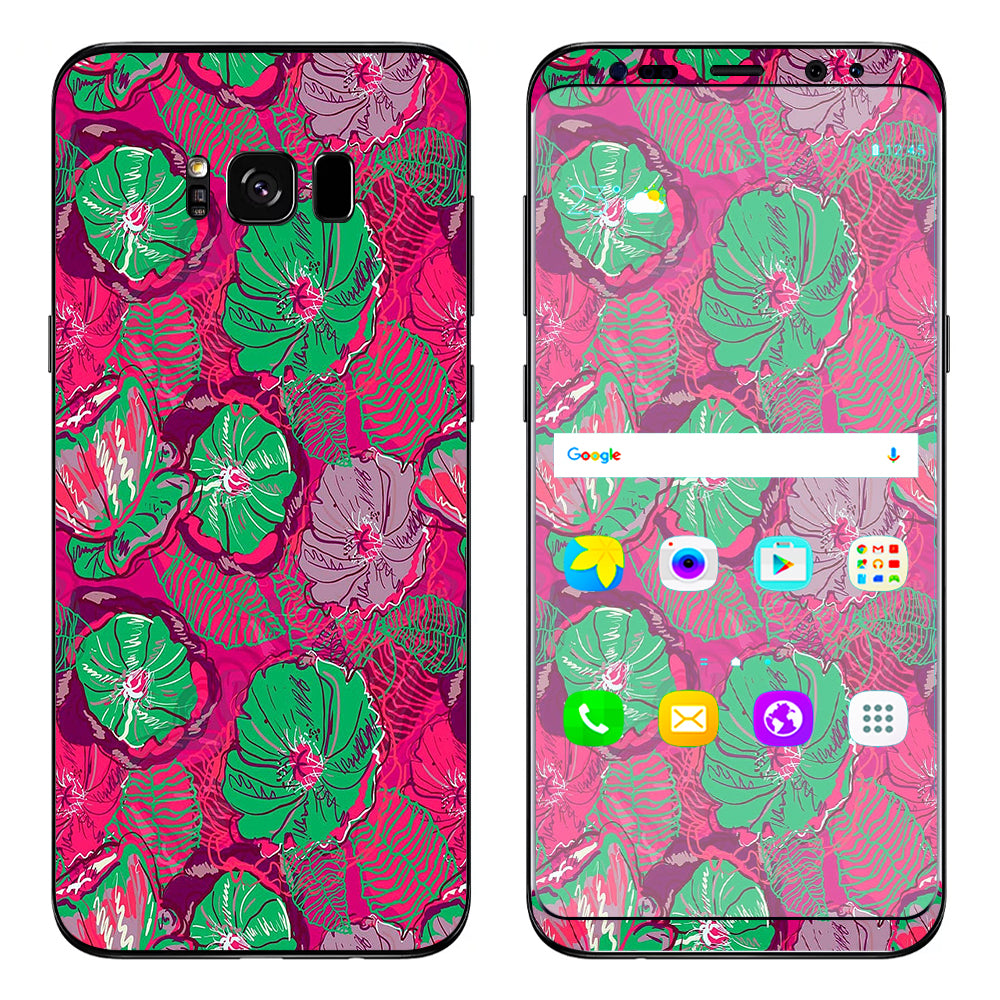  Pink Green Wild Flowers Samsung Galaxy S8 Plus Skin