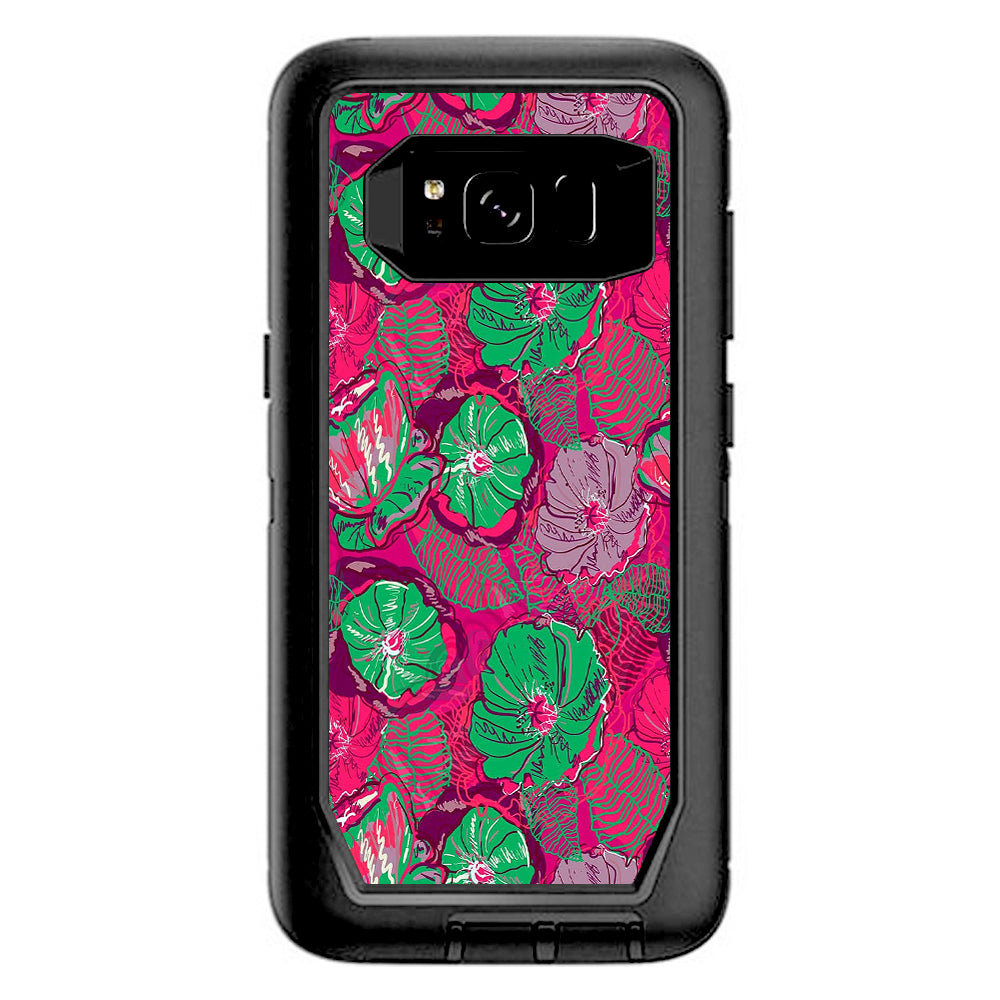  Pink Green Wild Flowers Otterbox Defender Samsung Galaxy S8 Skin