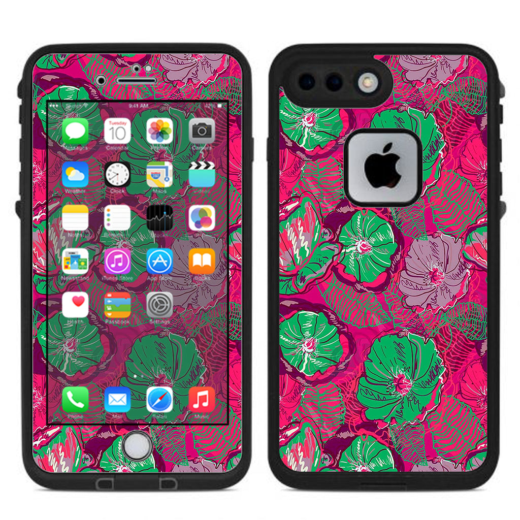  Pink Green Wild Flowers Lifeproof Fre iPhone 7 Plus or iPhone 8 Plus Skin
