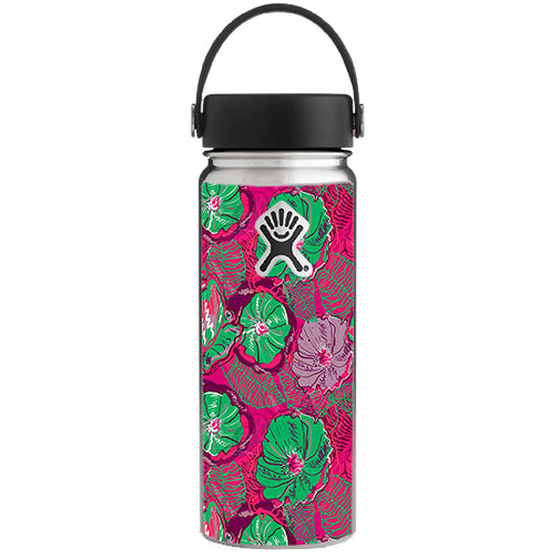  Pink Green Wild Flowers Hydroflask 18oz Wide Mouth Skin