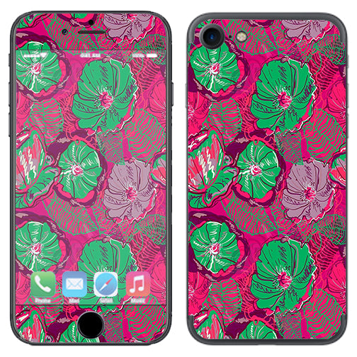  Pink Green Wild Flowers Apple iPhone 7 or iPhone 8 Skin