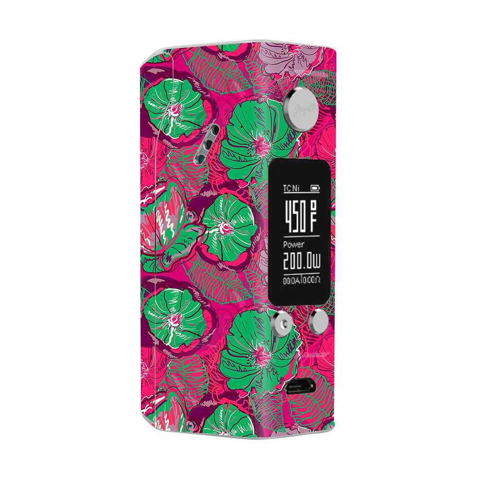  Pink Green Wild Flowers Wismec Reuleaux RX200S Skin