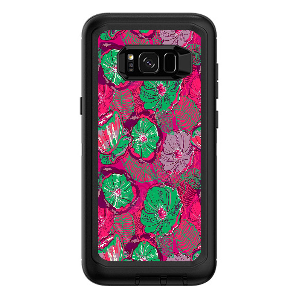  Pink Green Wild Flowers Otterbox Defender Samsung Galaxy S8 Plus Skin