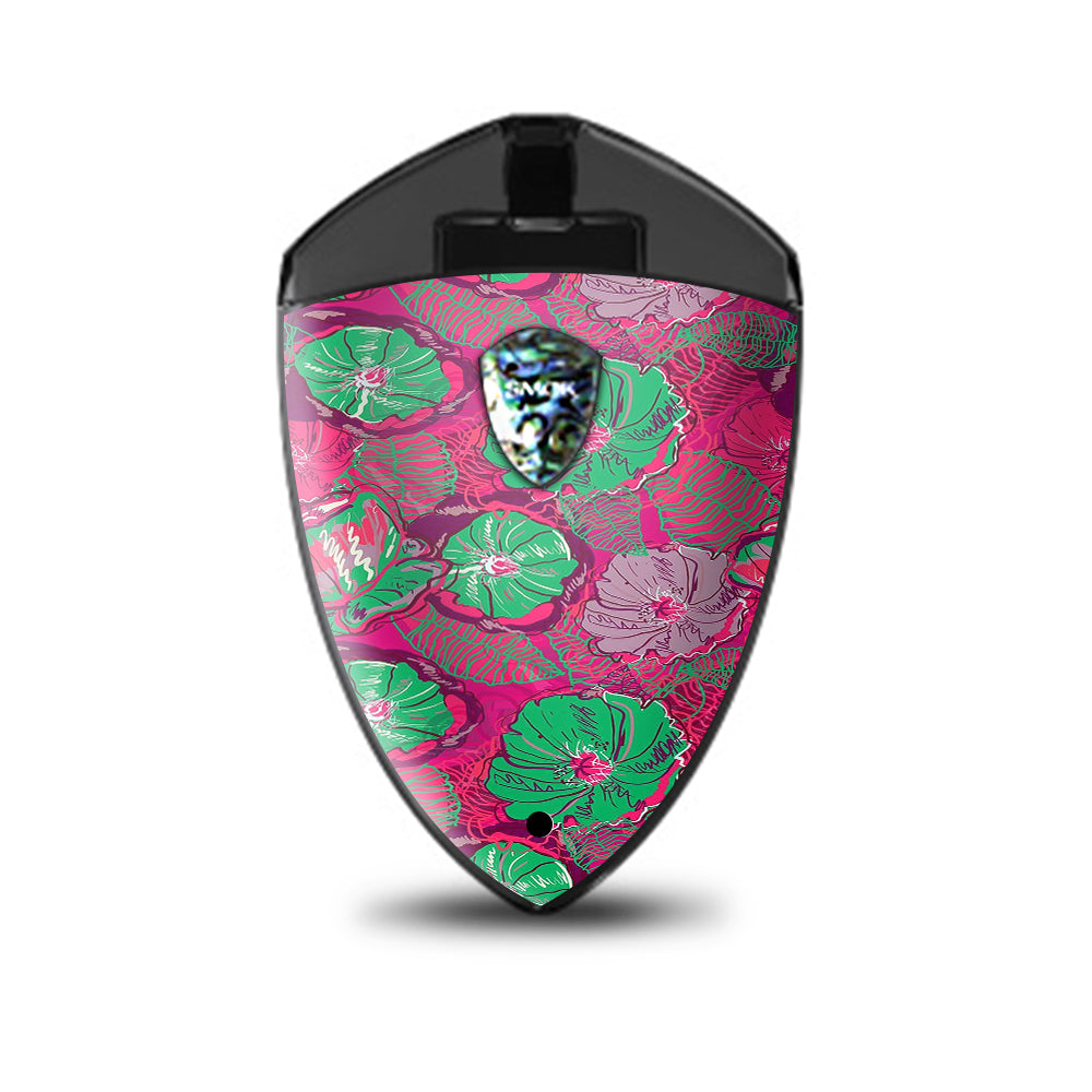  Pink Green Wild Flowers Smok Rolo Badge Skin