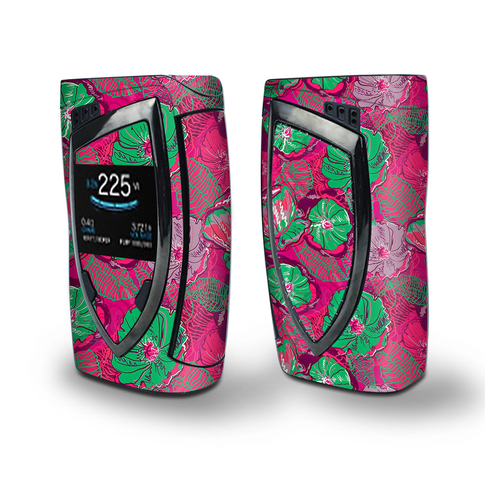 Skin Decal Vinyl Wrap for Smok Devilkin Kit 225w Vape (includes TFV12 Prince Tank Skins) skins cover/ Pink Green Wild Flowers