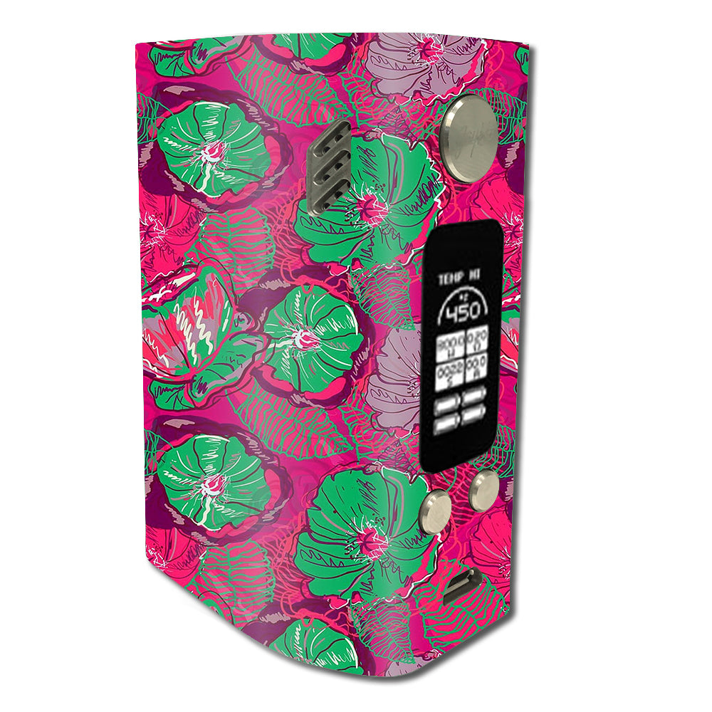  Pink Green Wild Flowers Wismec Reuleaux RX300 Skin