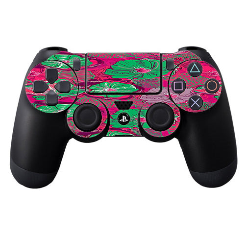  Pink Green Wild Flowers Sony Playstation PS4 Controller Skin