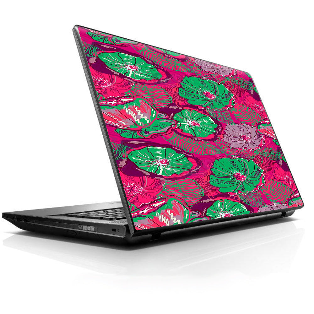  Pink Green Wild Flowers Universal 13 to 16 inch wide laptop Skin