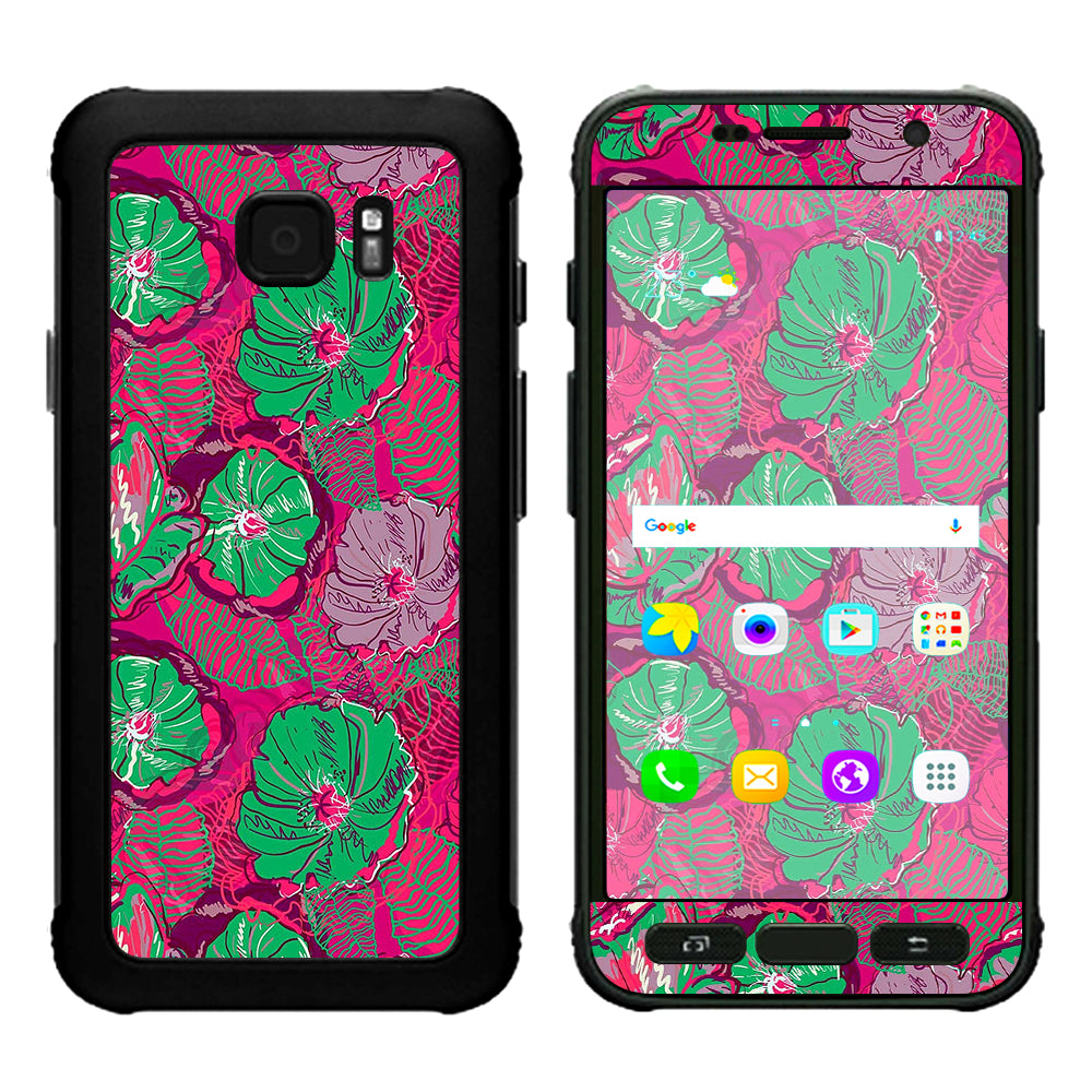  Pink Green Wild Flowers Samsung Galaxy S7 Active Skin
