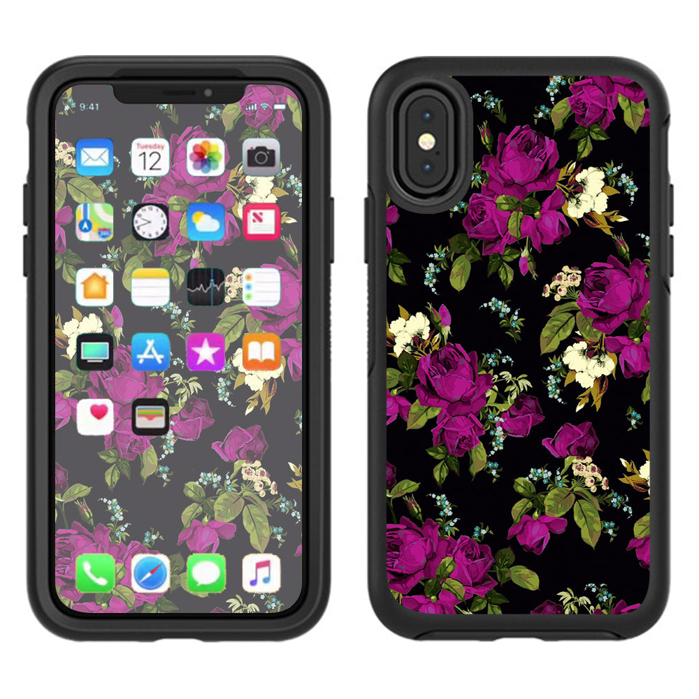  Rose Floral Trendy Otterbox Defender Apple iPhone X Skin
