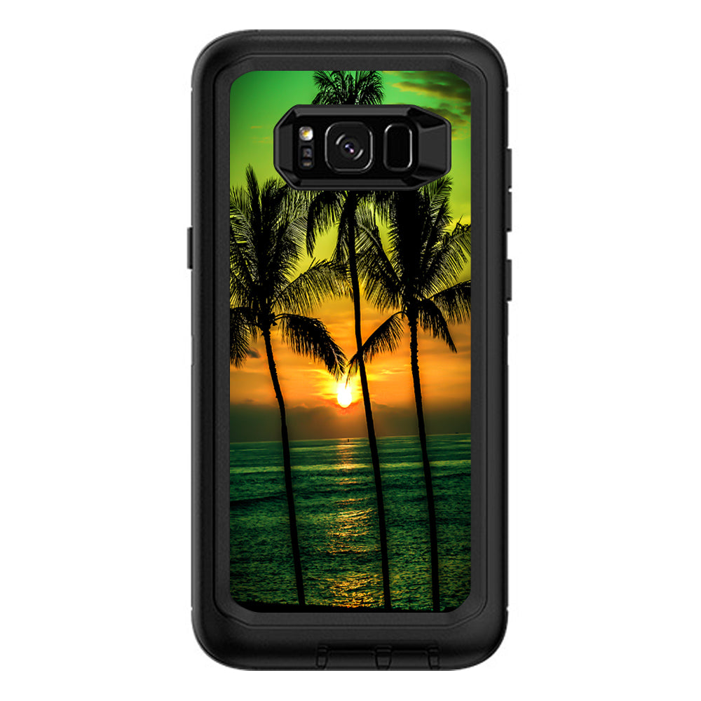  Sunset Palm Trees Ocean Otterbox Defender Samsung Galaxy S8 Plus Skin