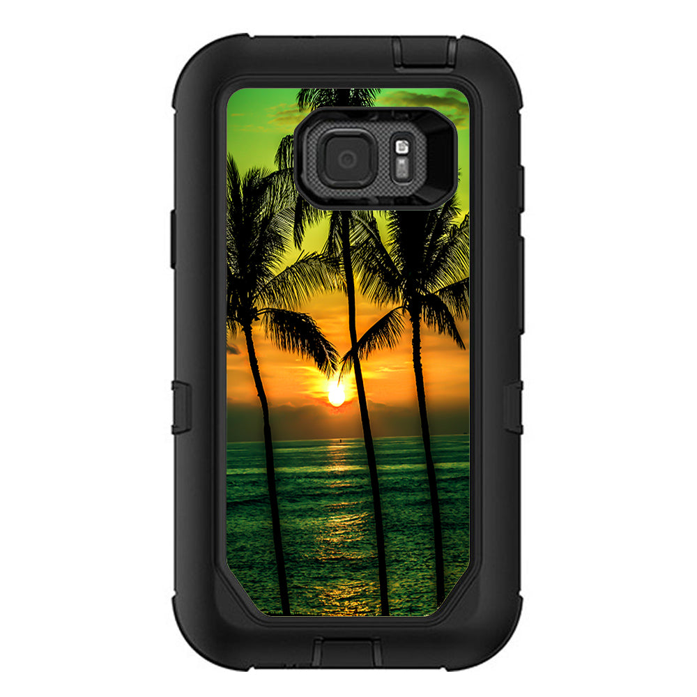  Sunset Palm Trees Ocean Otterbox Defender Samsung Galaxy S7 Active Skin