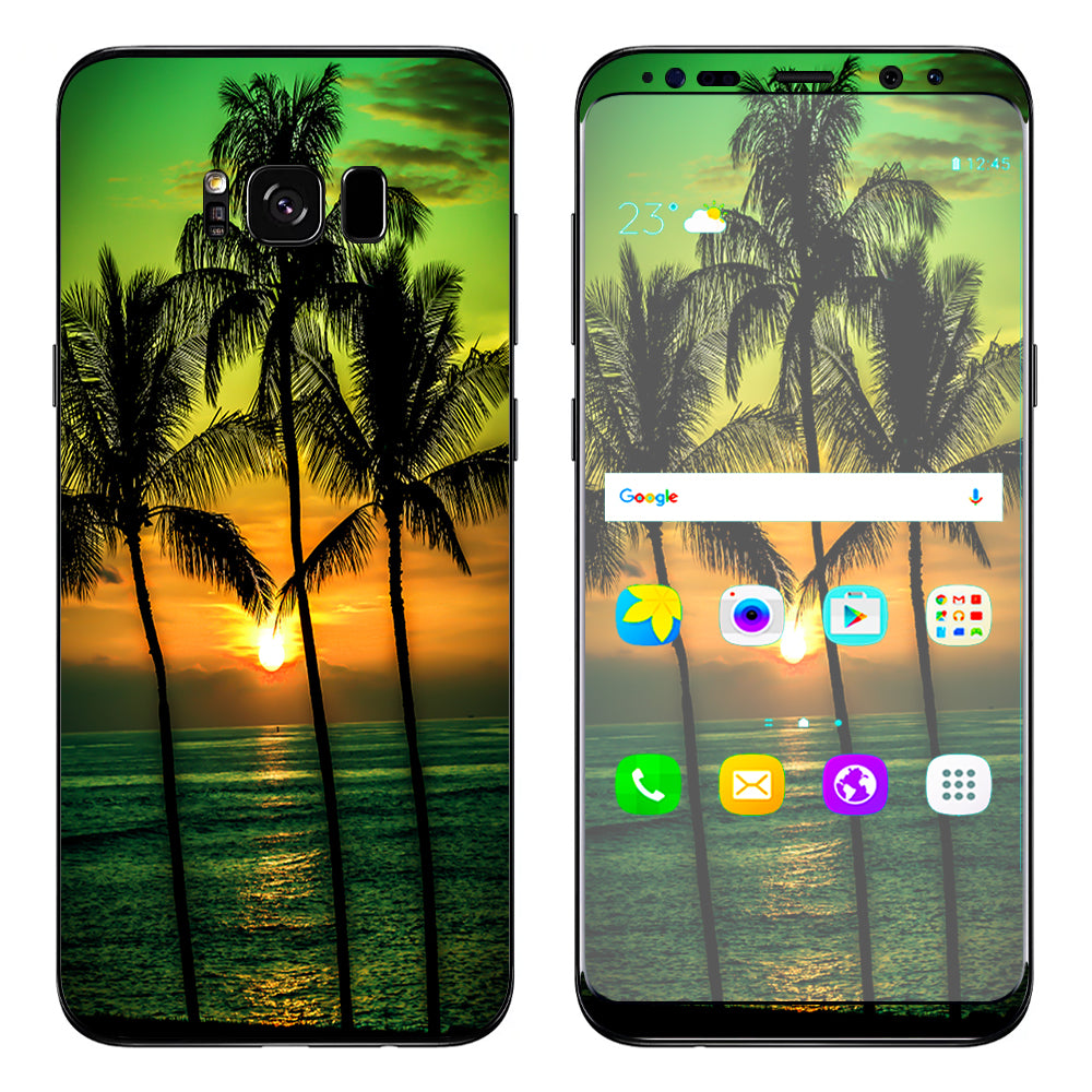  Sunset Palm Trees Ocean Samsung Galaxy S8 Plus Skin