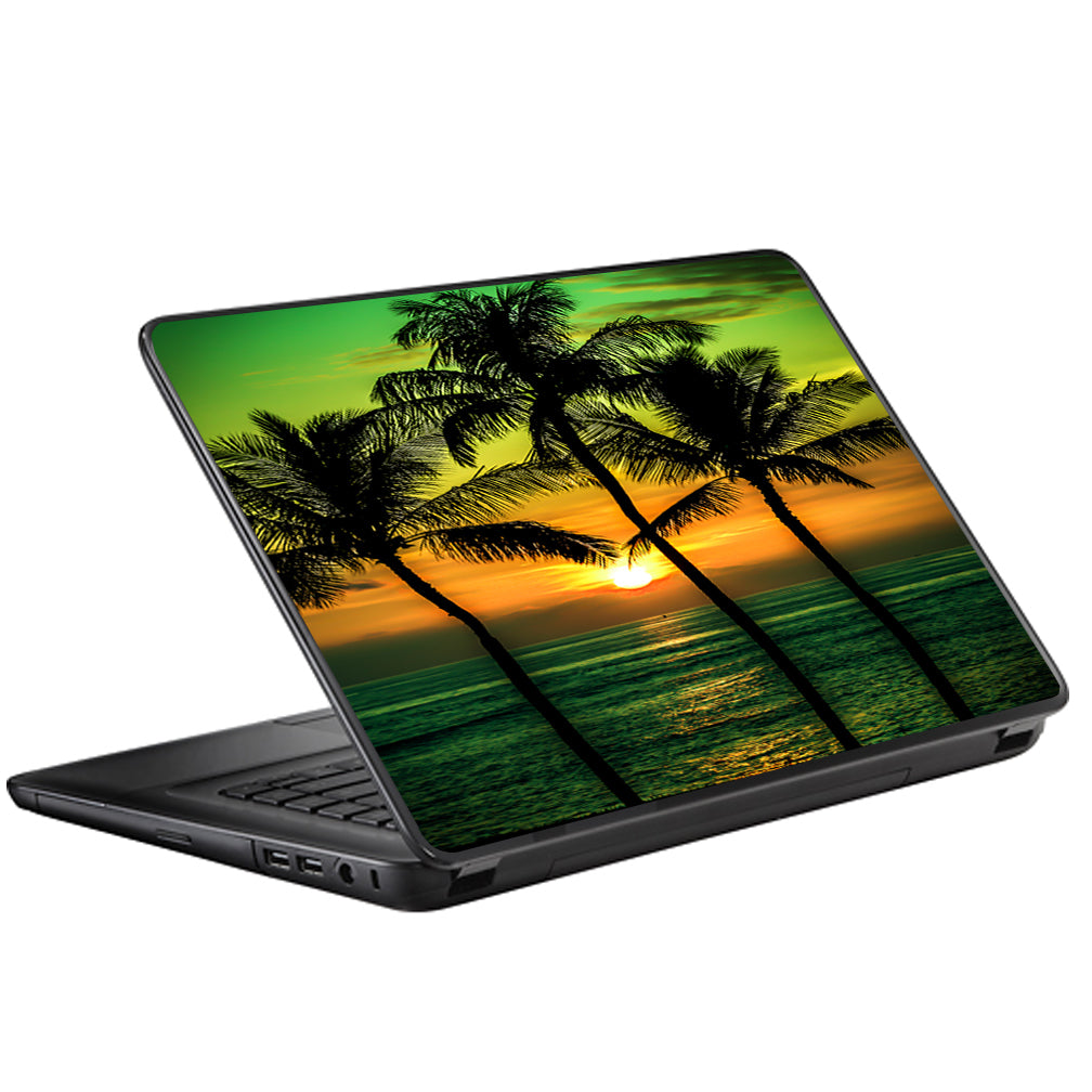  Sunset Palm Trees Ocean Universal 13 to 16 inch wide laptop Skin