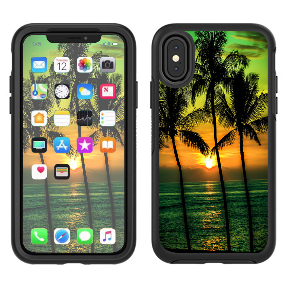  Sunset Palm Trees Ocean Otterbox Defender Apple iPhone X Skin