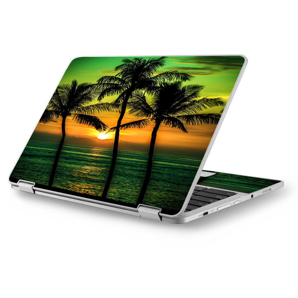  Sunset Palm Trees Ocean Asus Chromebook Flip 12.5" Skin