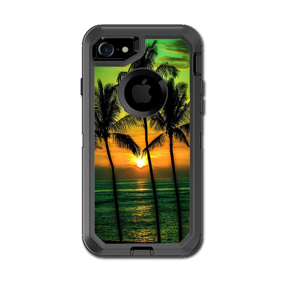  Sunset Palm Trees Ocean Otterbox Defender iPhone 7 or iPhone 8 Skin