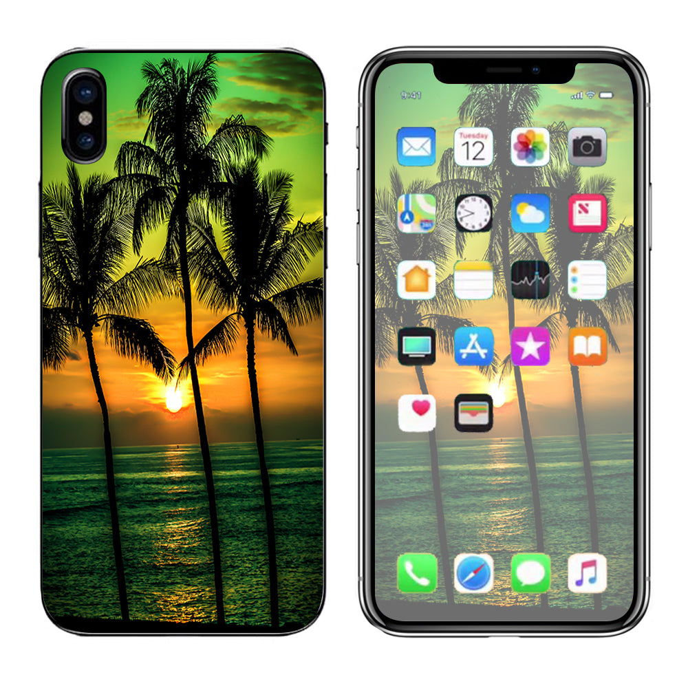  Sunset Palm Trees Ocean Apple iPhone X Skin
