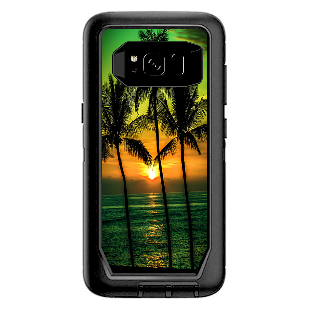  Sunset Palm Trees Ocean Otterbox Defender Samsung Galaxy S8 Skin