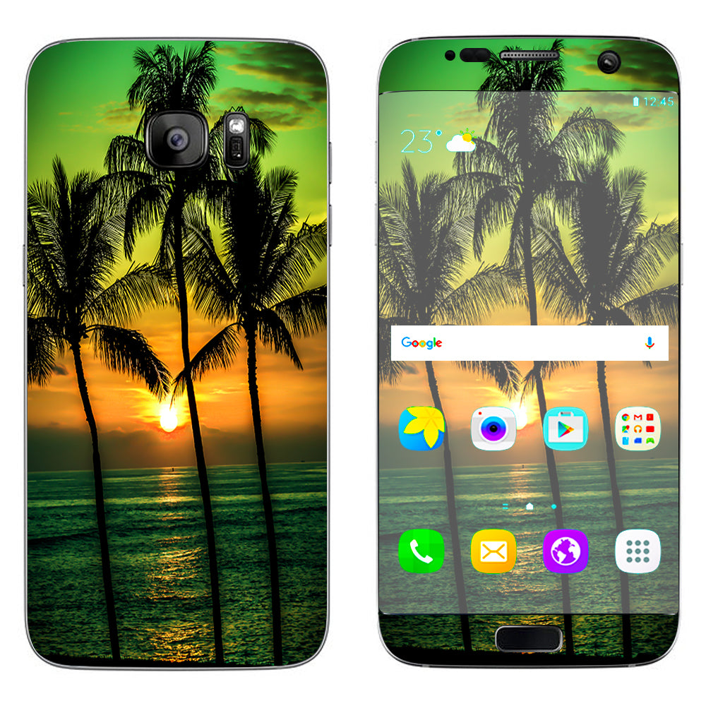  Sunset Palm Trees Ocean Samsung Galaxy S7 Edge Skin