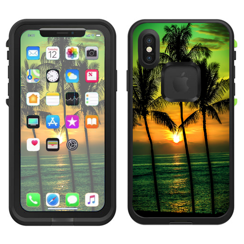  Sunset Palm Trees Ocean Lifeproof Fre Case iPhone X Skin