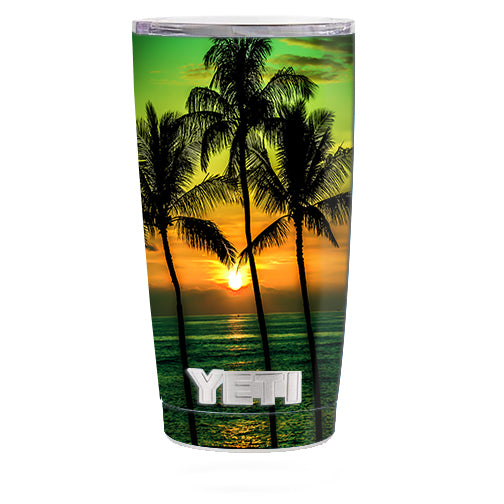  Sunset Palm Trees Ocean Yeti 20oz Rambler Tumbler Skin