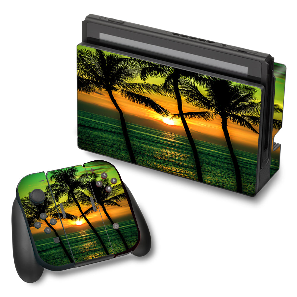  Sunset Palm Trees Ocean Nintendo Switch Skin