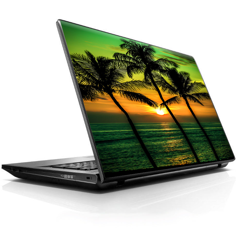  Sunset Palm Trees Ocean Universal 13 to 16 inch wide laptop Skin