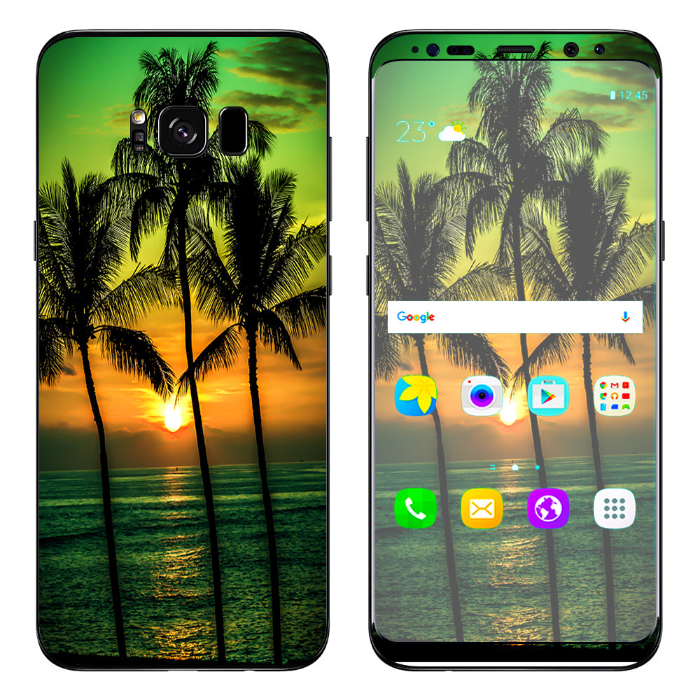  Sunset Palm Trees Ocean Samsung Galaxy S8 Skin