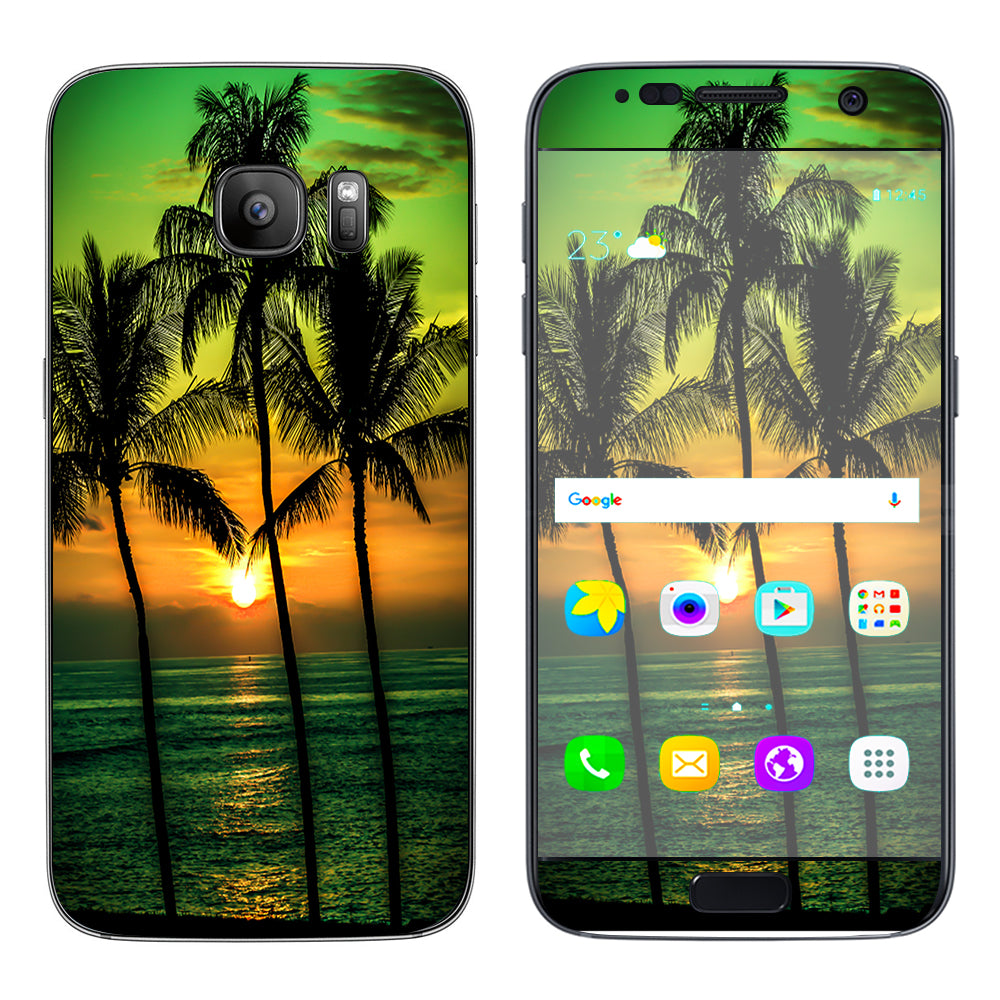  Sunset Palm Trees Ocean Samsung Galaxy S7 Skin