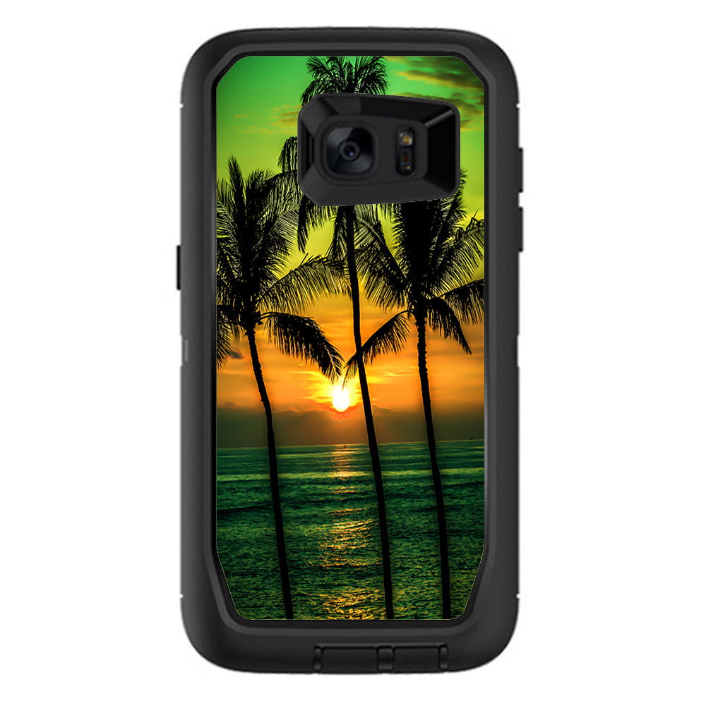 Sunset Palm Trees Ocean Otterbox Defender Samsung Galaxy S7 Edge Skin